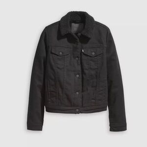Levi's black denim trucker jacket with sherpa lining size L